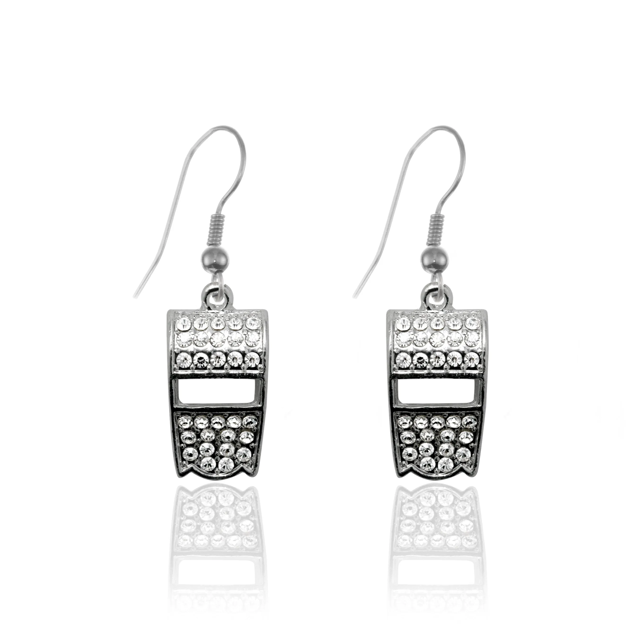 Silver Whistle Charm Dangle Earrings