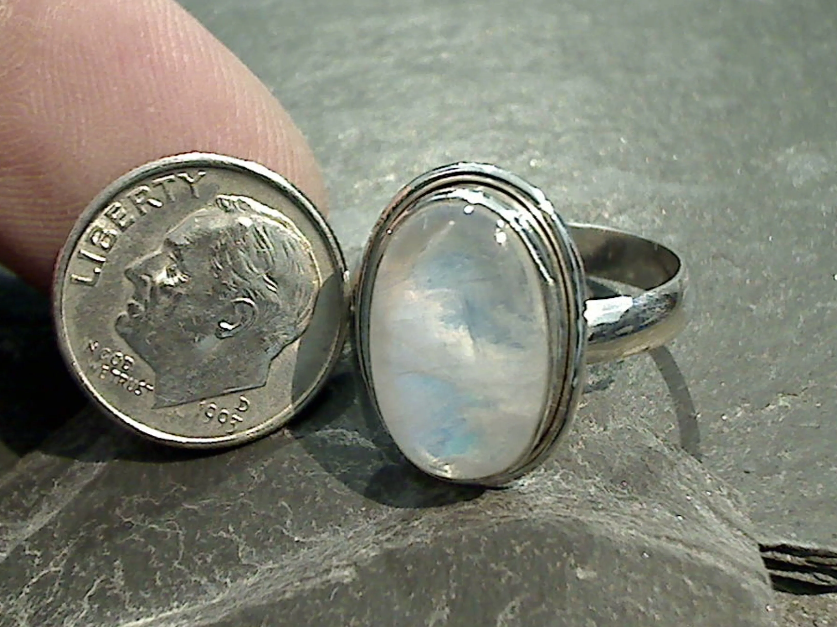 Size 10 Moonstone, Sterling Silver Ring