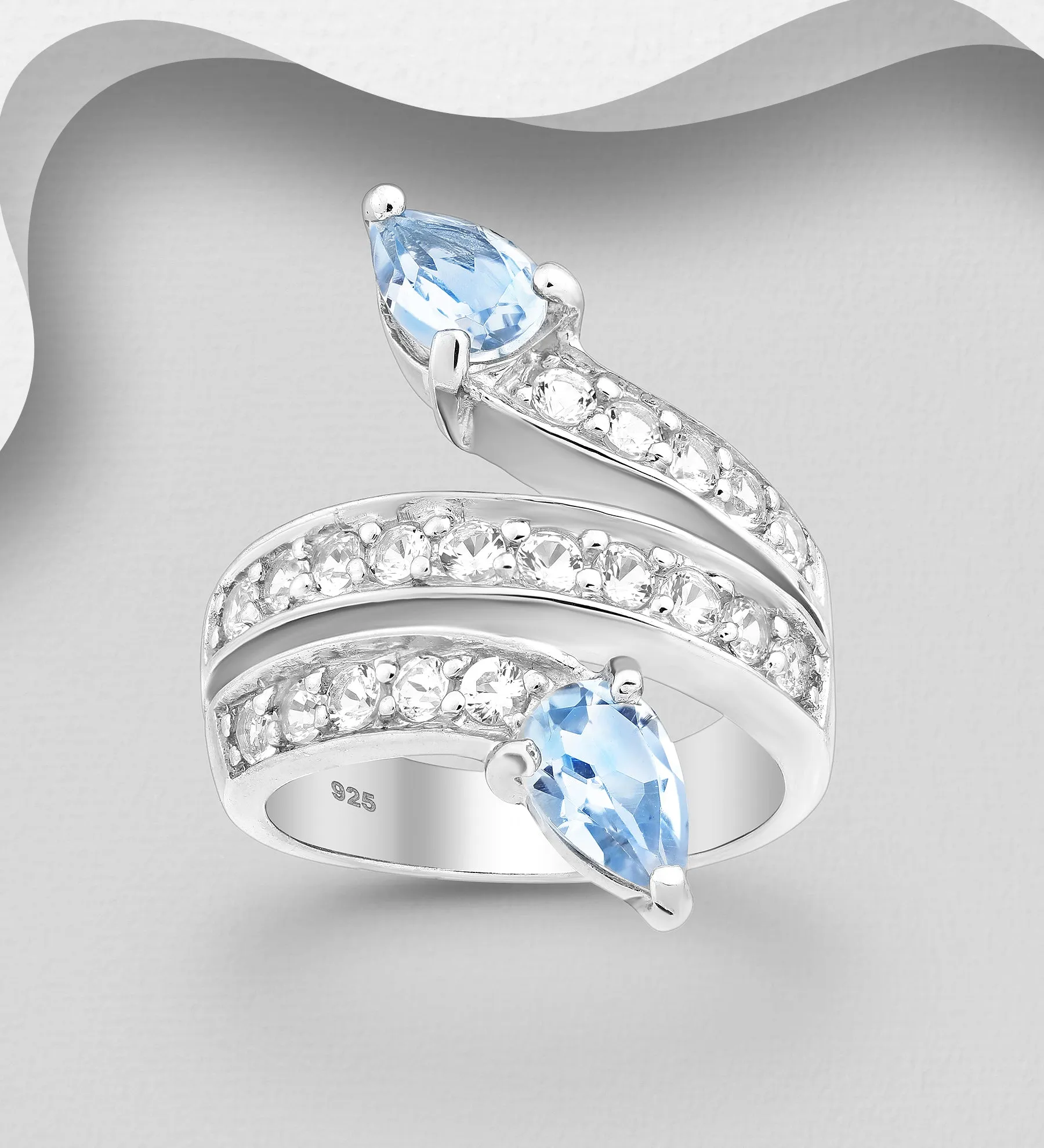 Sky Blue Topaz Silver Wrap Ring