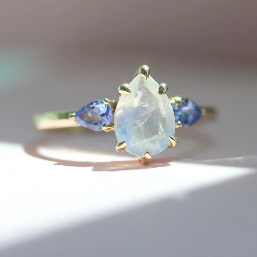 Snowdrop Pear Cut Moonstone Ring