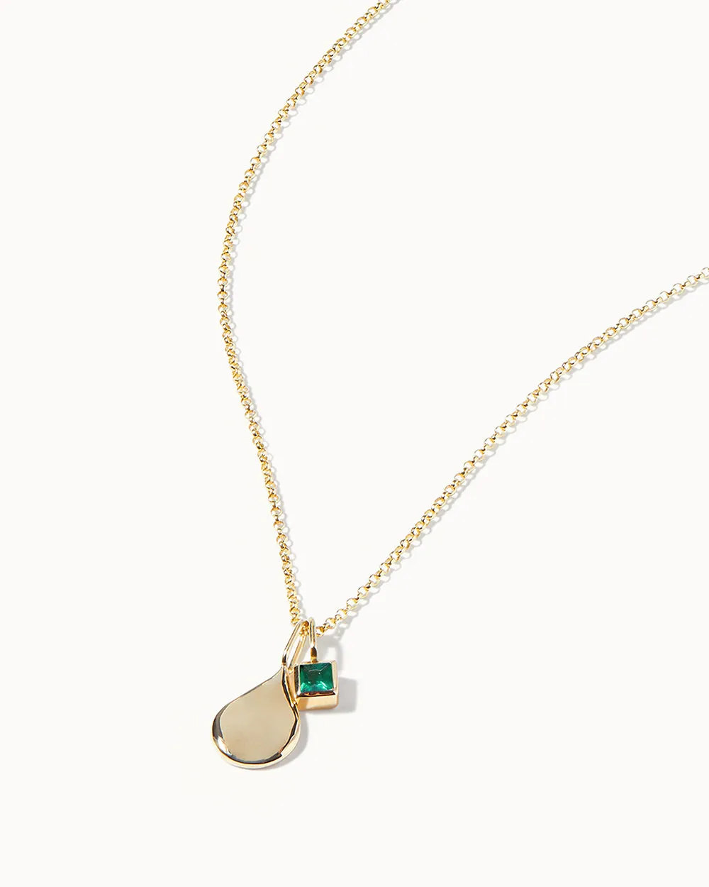 Solid Gold Emerald May Birthstone Necklace