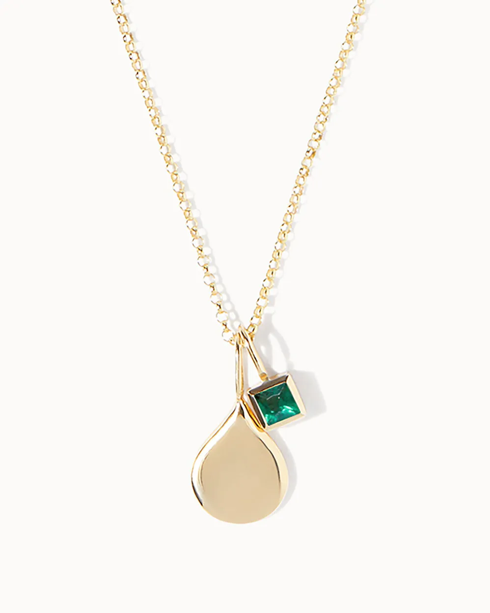 Solid Gold Emerald May Birthstone Necklace