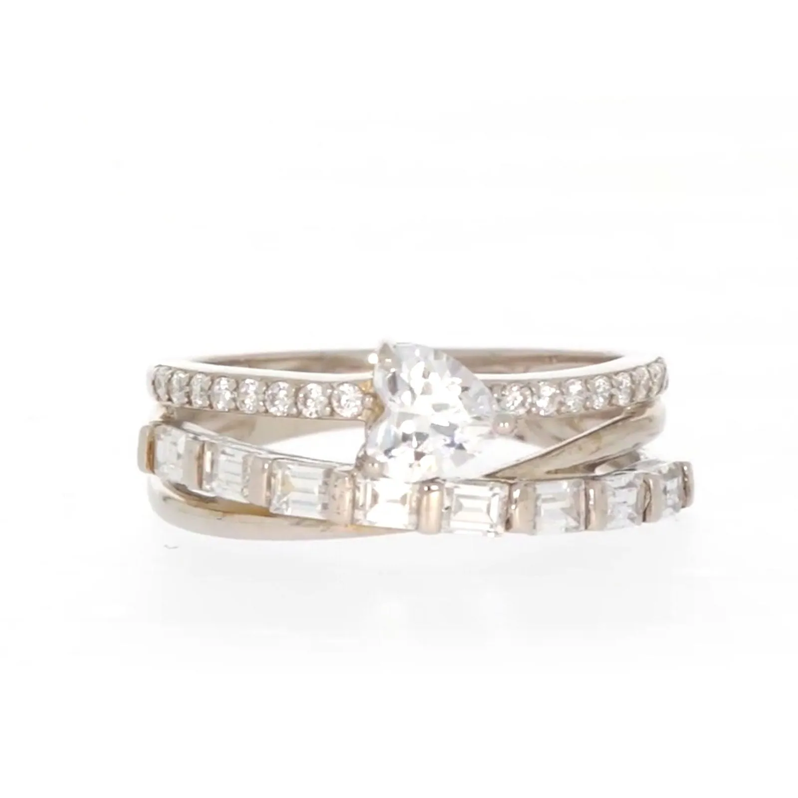 Sterling Silver Cubic Zirconia Multi-Row Ring