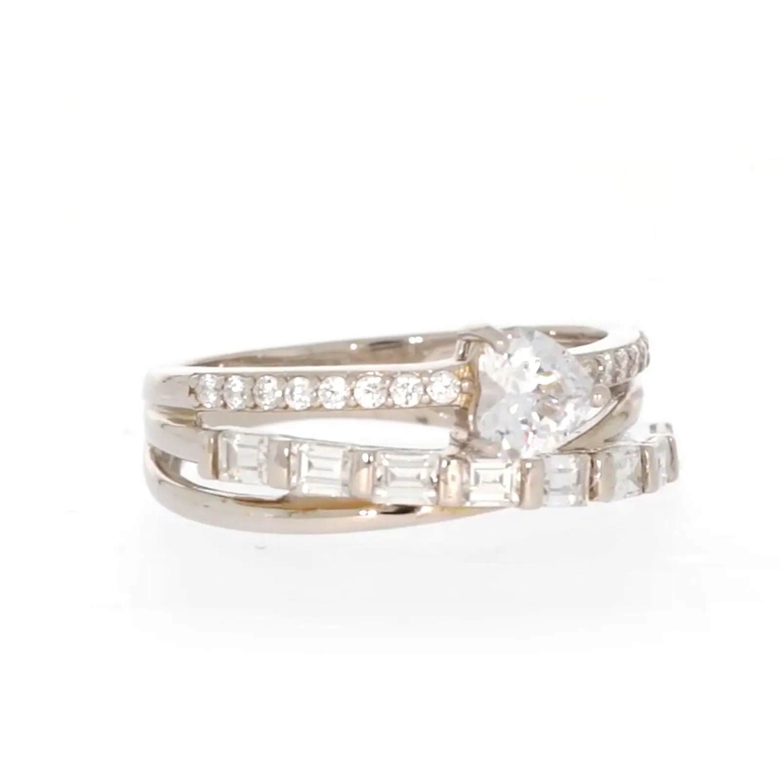 Sterling Silver Cubic Zirconia Multi-Row Ring