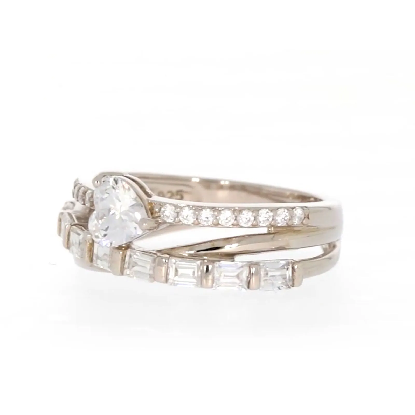 Sterling Silver Cubic Zirconia Multi-Row Ring