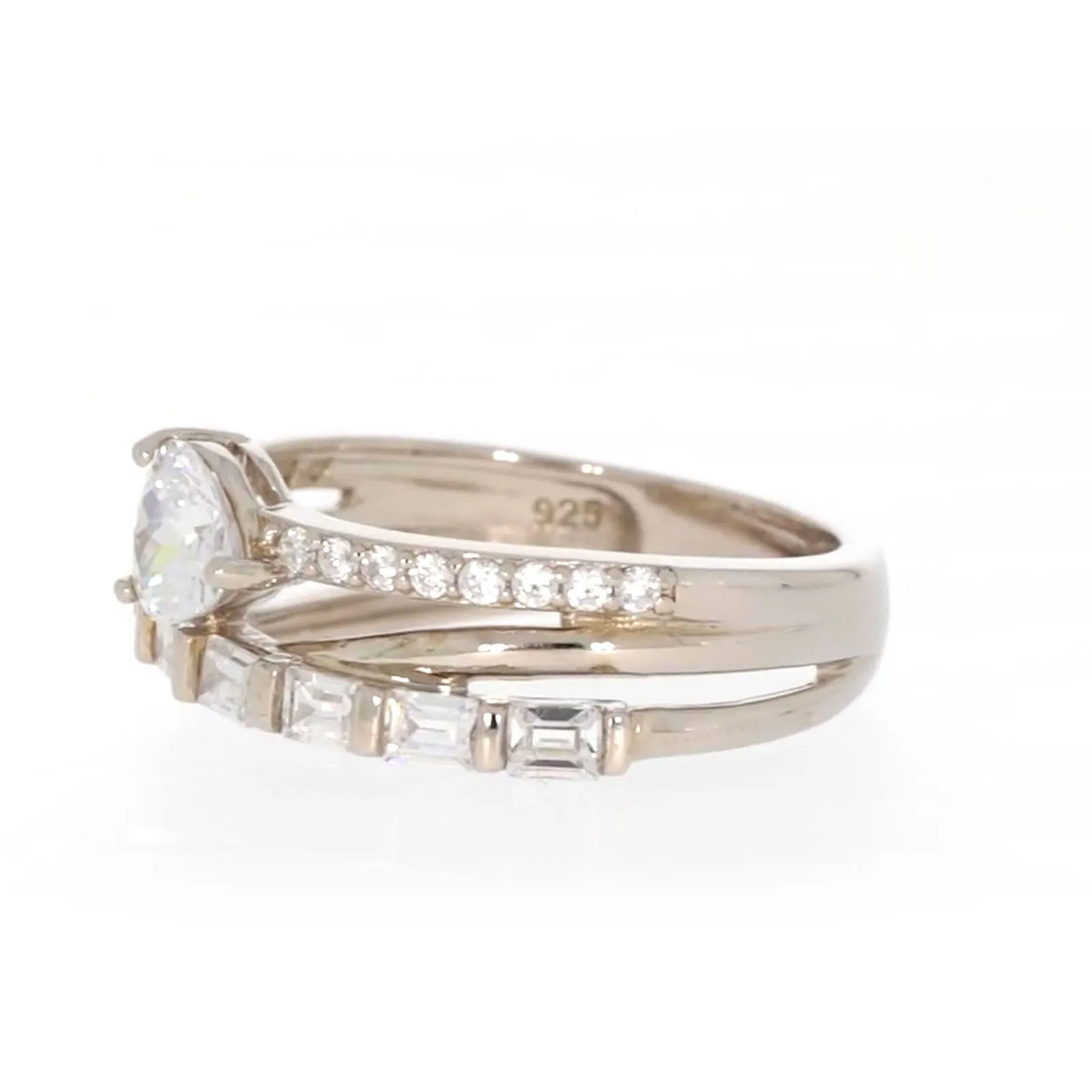 Sterling Silver Cubic Zirconia Multi-Row Ring