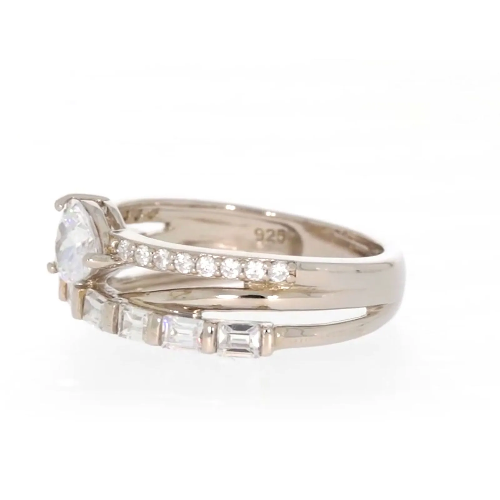 Sterling Silver Cubic Zirconia Multi-Row Ring