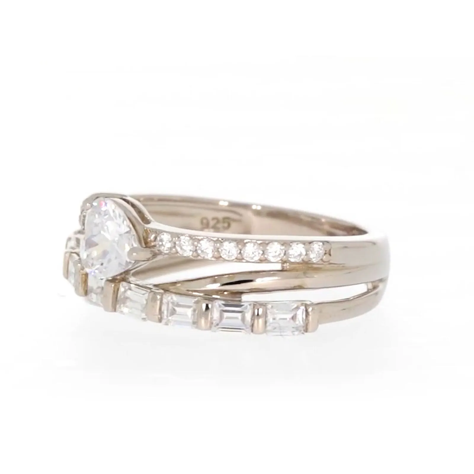 Sterling Silver Cubic Zirconia Multi-Row Ring