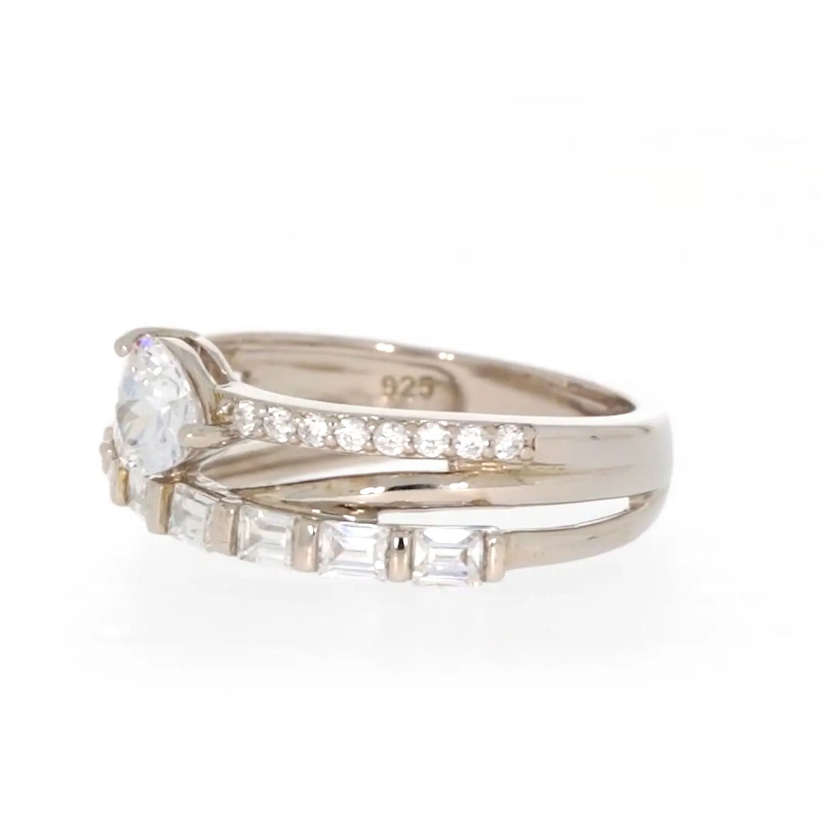 Sterling Silver Cubic Zirconia Multi-Row Ring