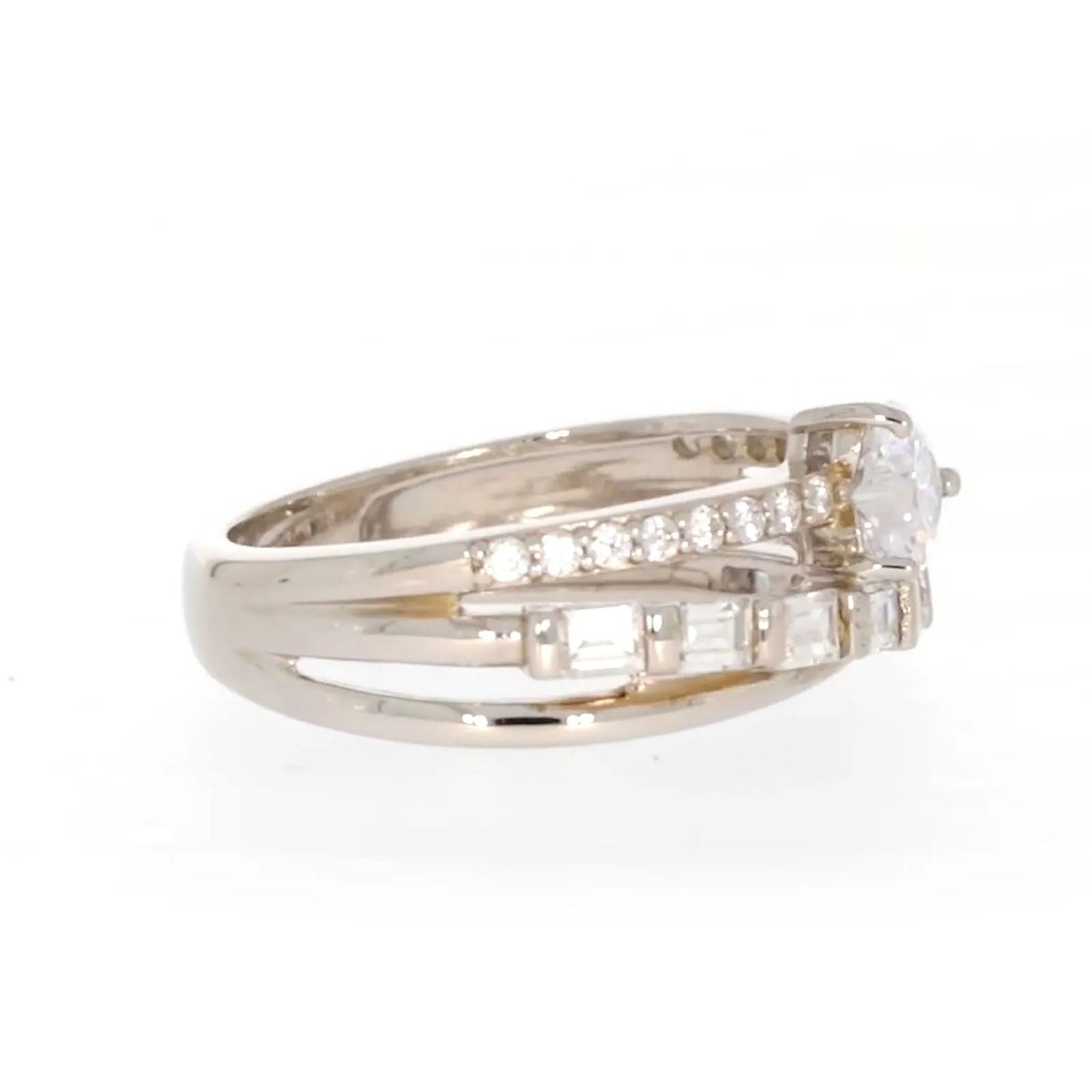 Sterling Silver Cubic Zirconia Multi-Row Ring