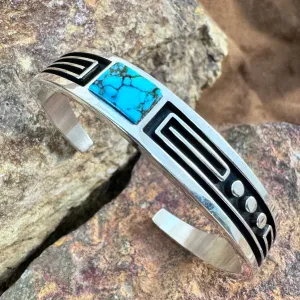 Sterling Silver Kingman Web Inlay Cuff Bracelet by Albert Nells