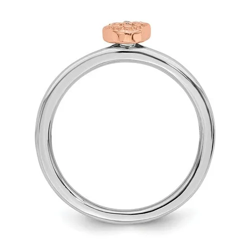 Sterling Silver Rose Gold-Plated Stackable Expressions Diamond Heart Ring