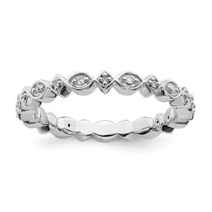 Sterling Silver Stackable Expressions Genuine Diamond Patterned Eternity Ring