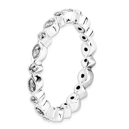 Sterling Silver Stackable Expressions Genuine Diamond Patterned Eternity Ring