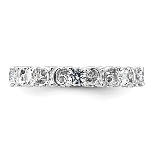 Sterling Silver Stackable Expressions White Sapphire Filigree Ring