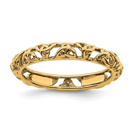 Sterling Silver Stackable Expressions Yellow Gold Plated Celtic Knot Eternity Ring