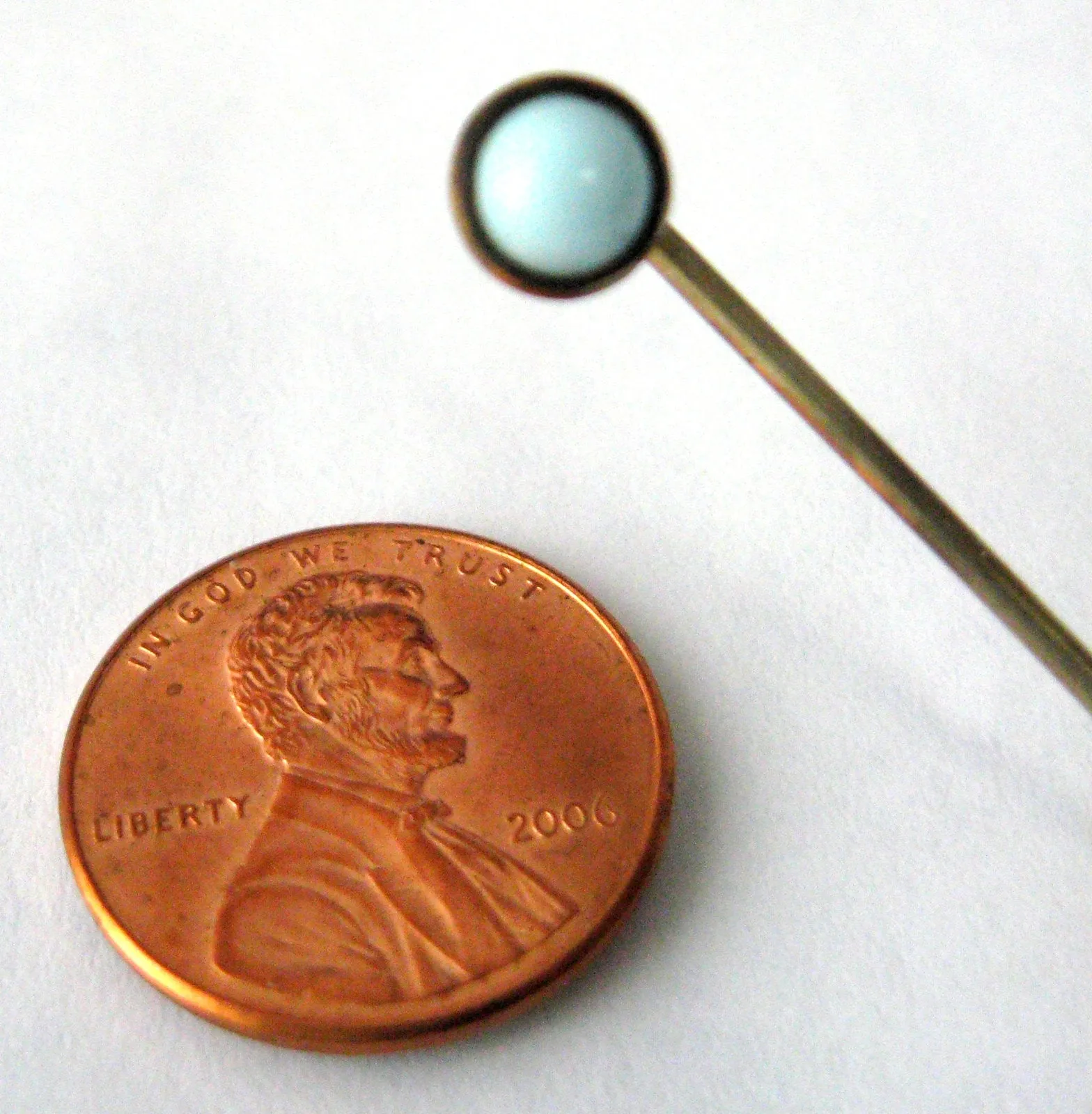 Stick Pin Moonstone Cravat Pin Lapel Pin Antique 1900-1910 Edwardian Tie Pin