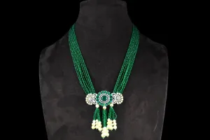 Stylish American Diamond Pendant Set With Emralds Beads Necklace By Asp Fashion Jewellery