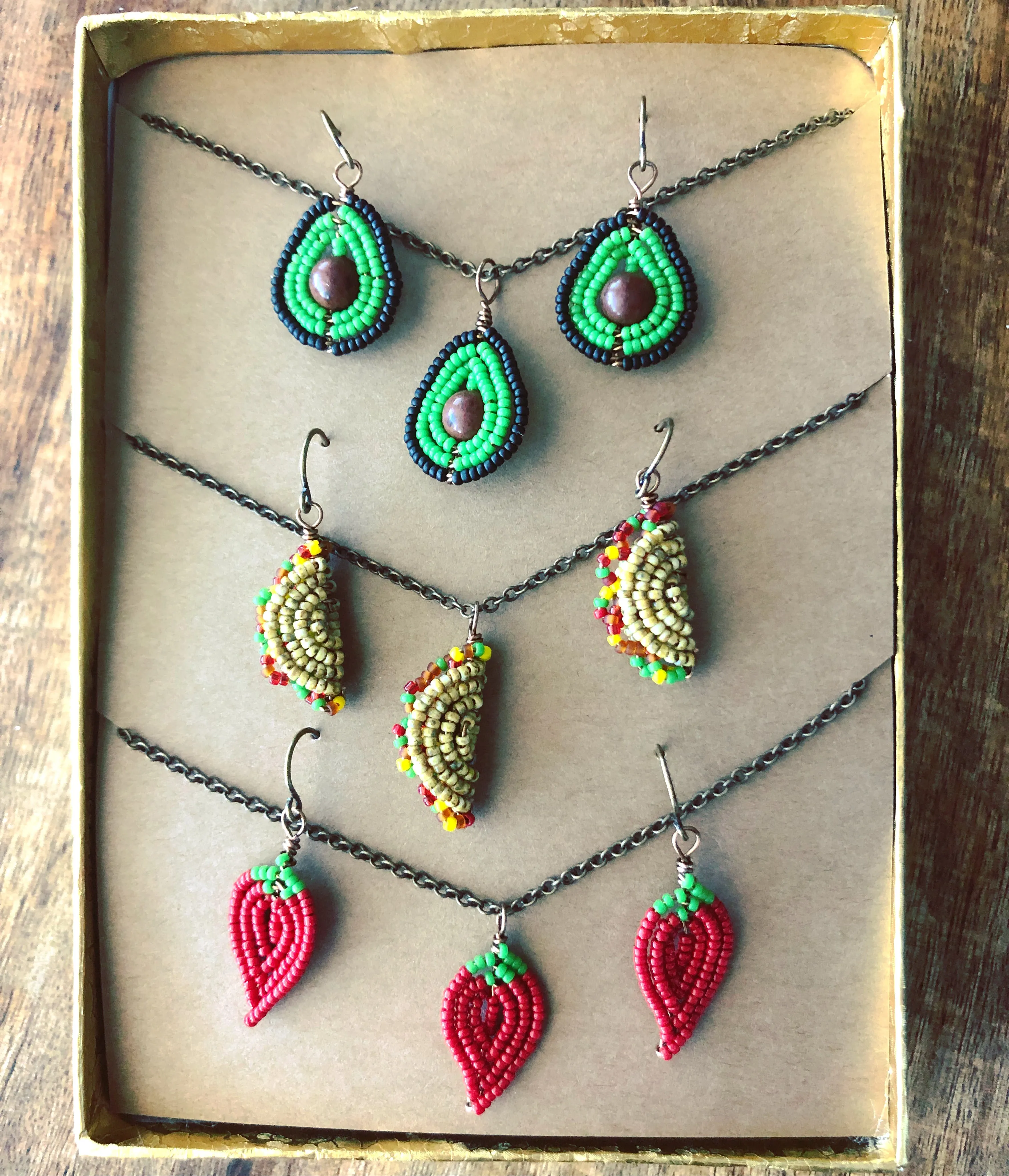 Teeny Tiny Beaded Taco Tuesday Complete Collection Earring and Necklace Gift Box Set