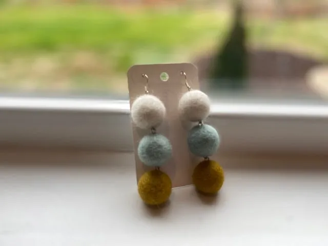 Tilda Three Ball Felt Earrings