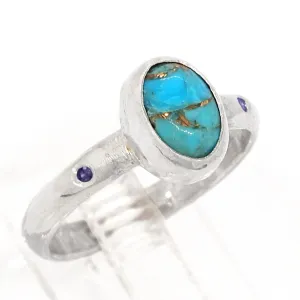 Turquoise & Blue Diamond Ring (size 6)