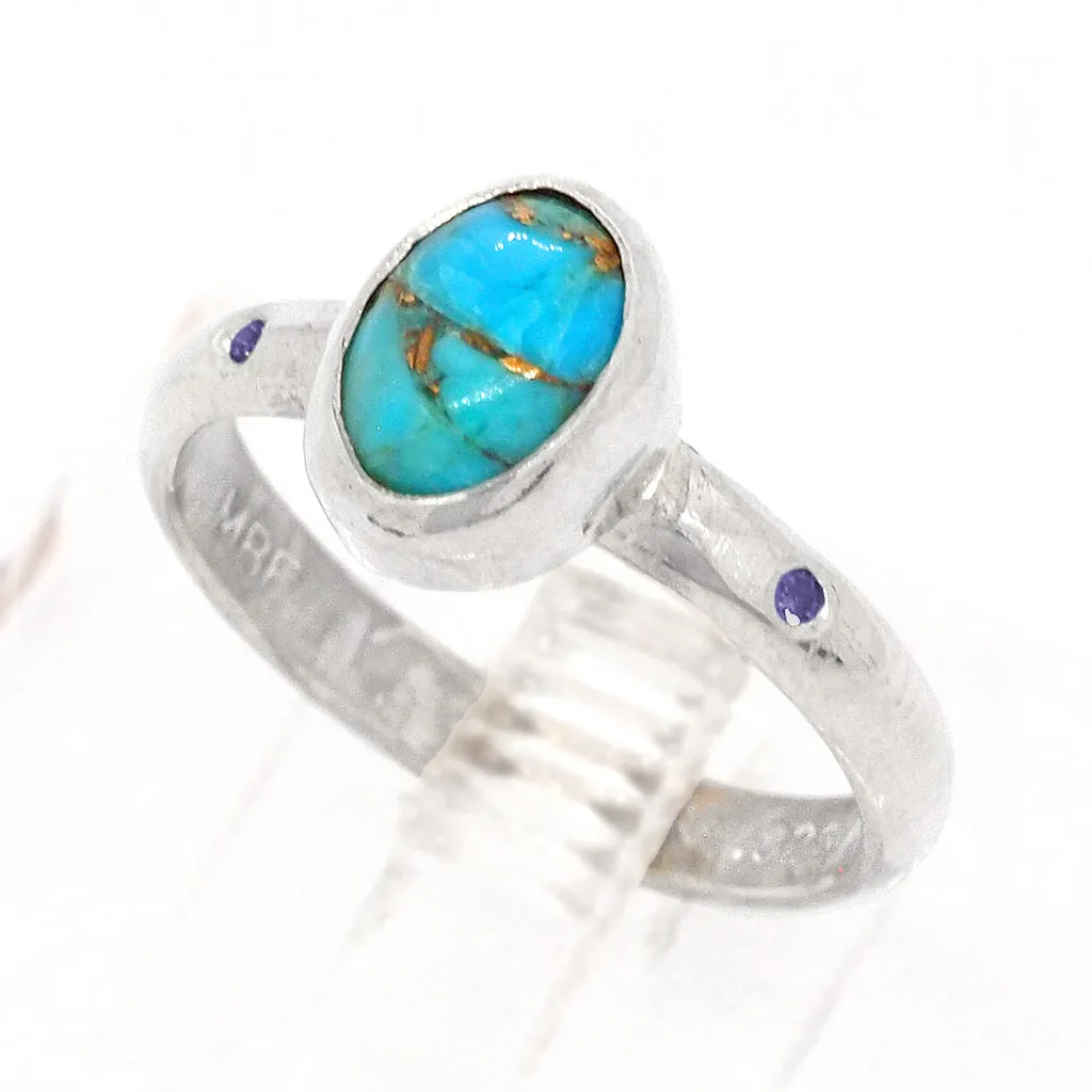 Turquoise & Blue Diamond Ring (size 6)