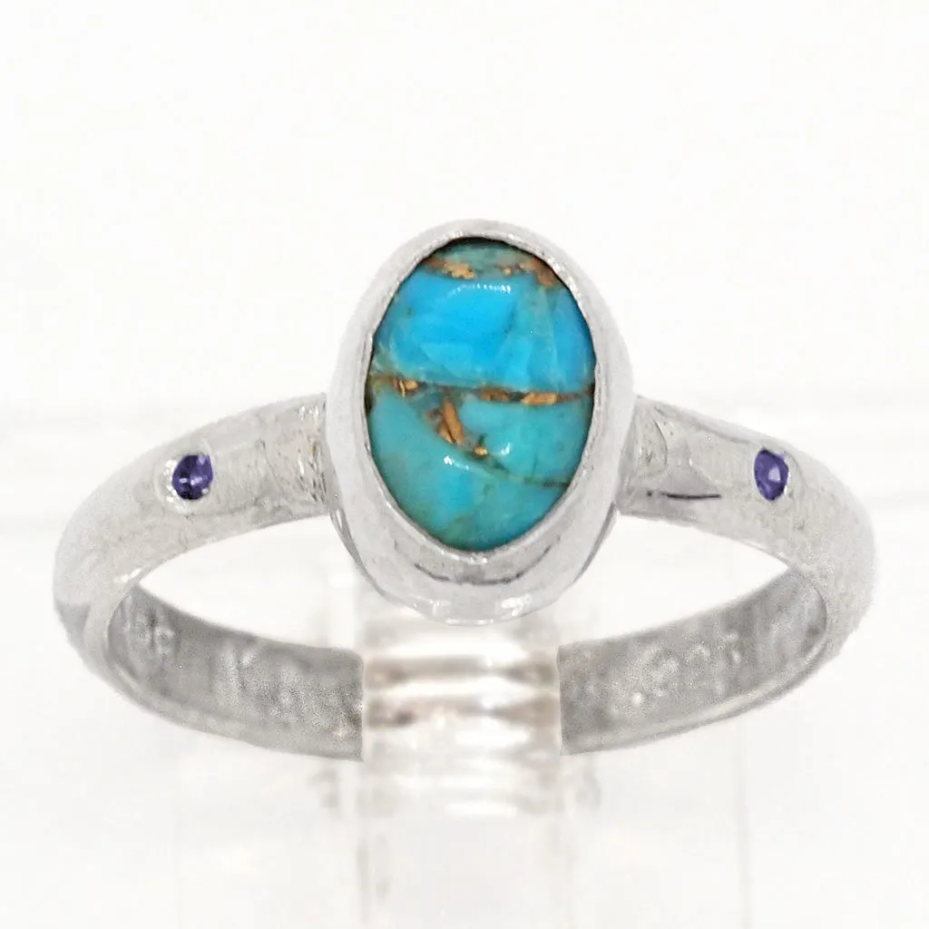 Turquoise & Blue Diamond Ring (size 6)