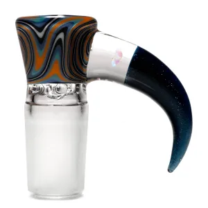 Unity Glassworks - 4 Hole Worked Opal Horn Slide - 18mm - Beach Jailhouse & Blue SD.