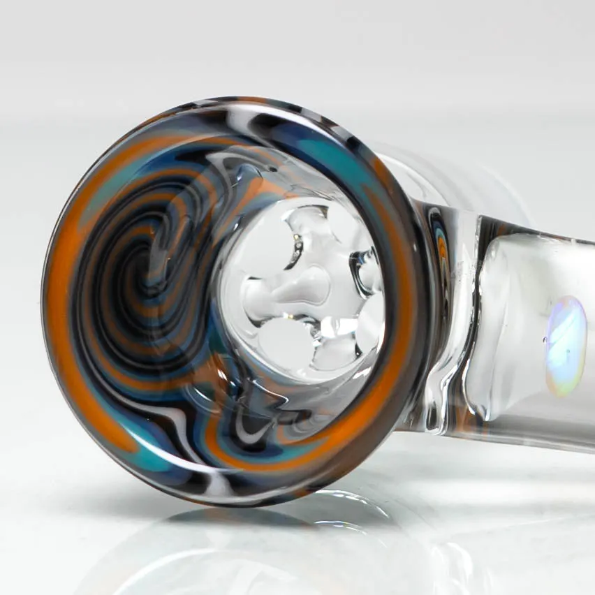 Unity Glassworks - 4 Hole Worked Opal Horn Slide - 18mm - Beach Jailhouse & Blue SD.