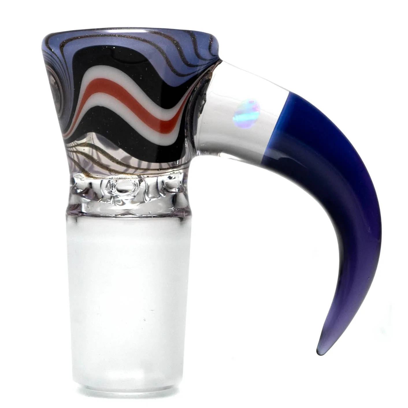 Unity Glassworks - 4 Hole Worked Opal Horn Slide - 18mm - Shadow & Royal Jelly