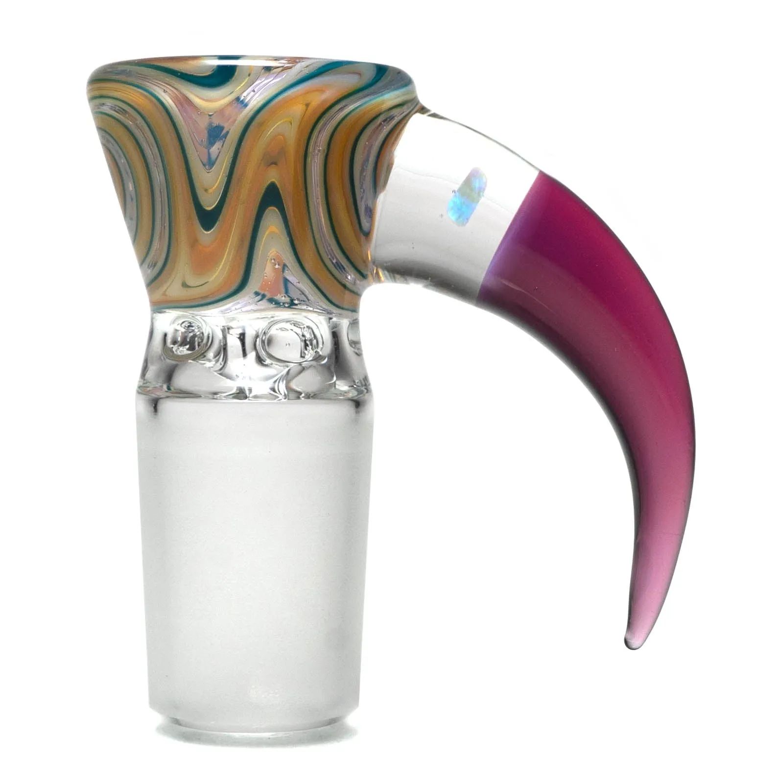 Unity Glassworks - 4 Hole Worked Opal Horn Slide - 18mm - Yellow Blue & Stargazer