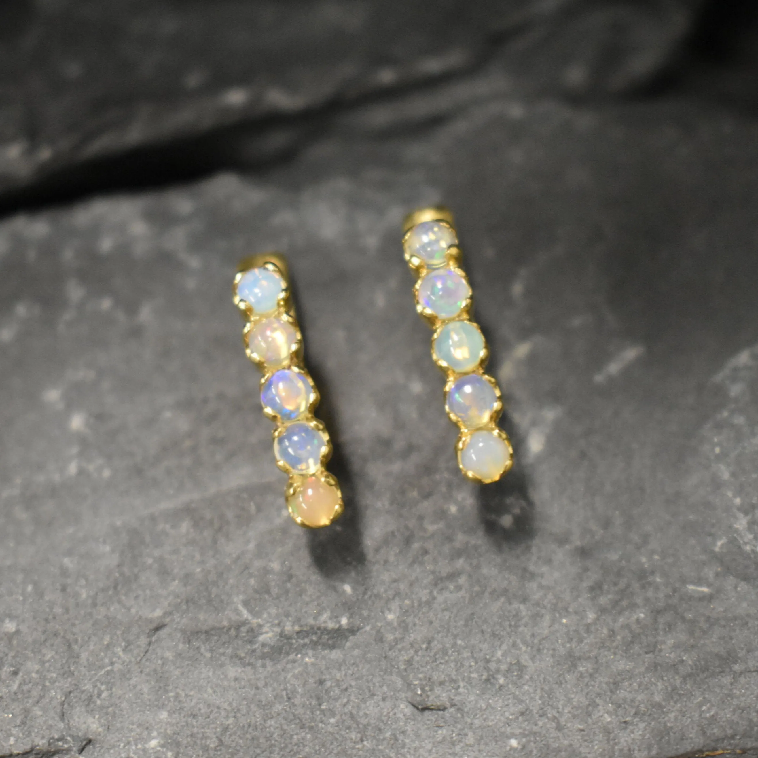 Vertical Opal Earrings - Gold Opal Earrings - White Drop Earrings