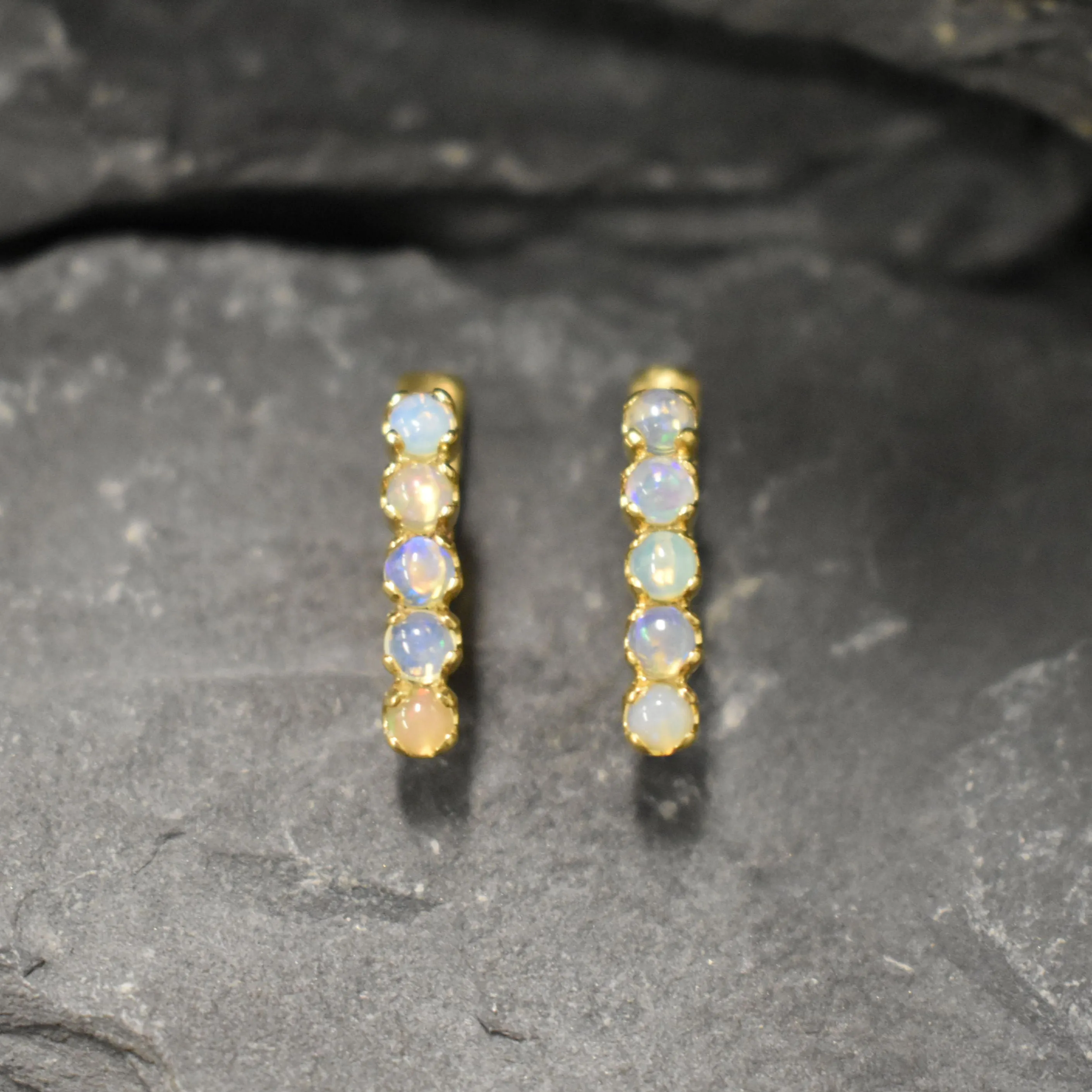 Vertical Opal Earrings - Gold Opal Earrings - White Drop Earrings