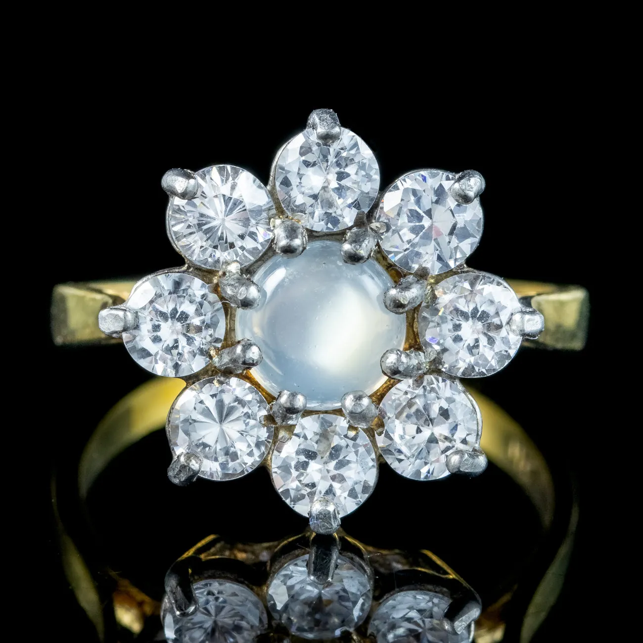 Victorian Style Moonstone CZ Daisy Cluster Ring