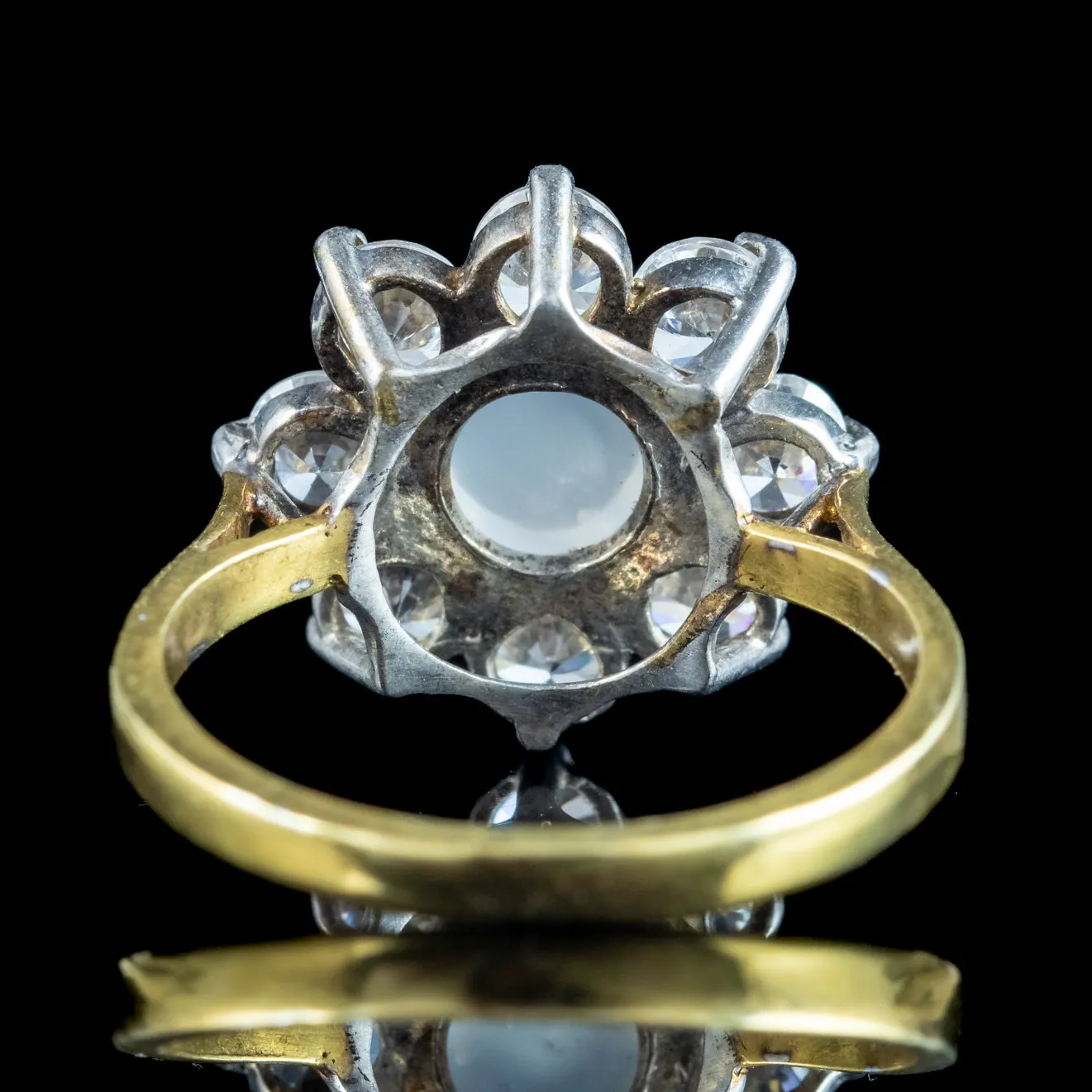 Victorian Style Moonstone CZ Daisy Cluster Ring