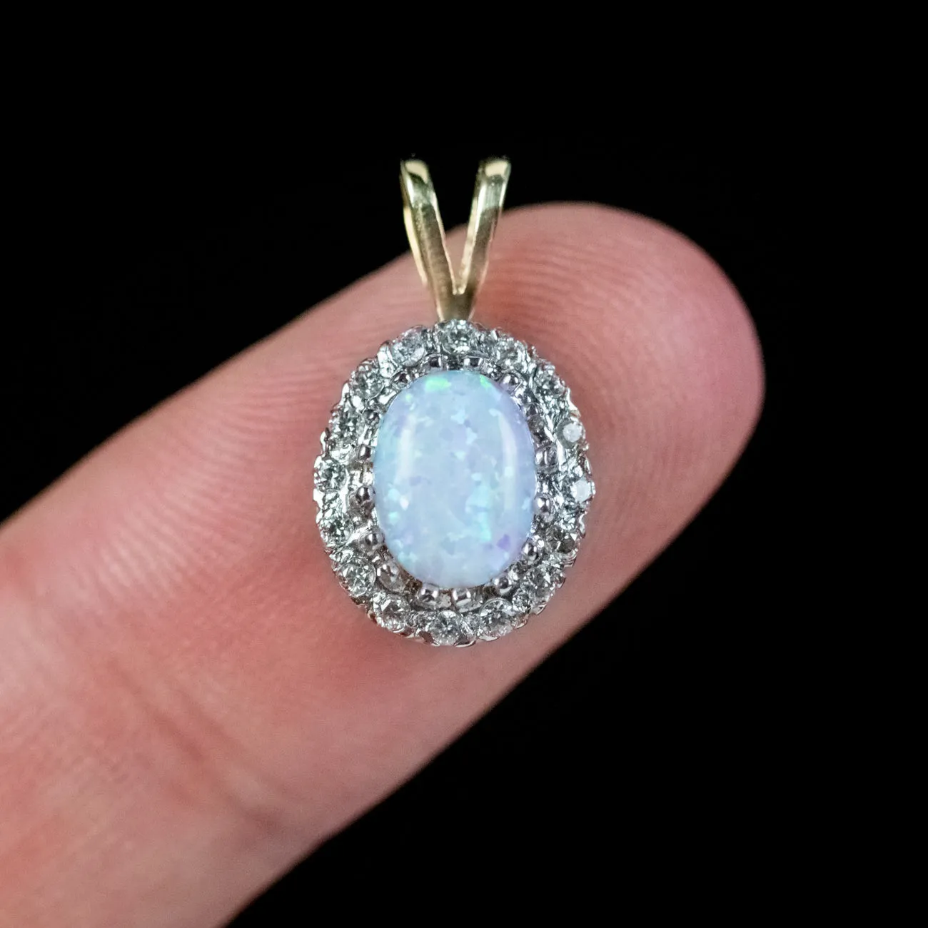 Victorian Style Opal Diamond Pendant 9ct Gold 1.50Ct Opal