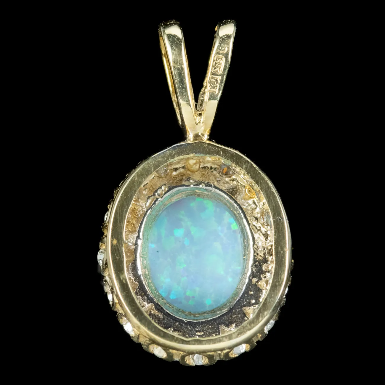 Victorian Style Opal Diamond Pendant 9ct Gold 1.50Ct Opal