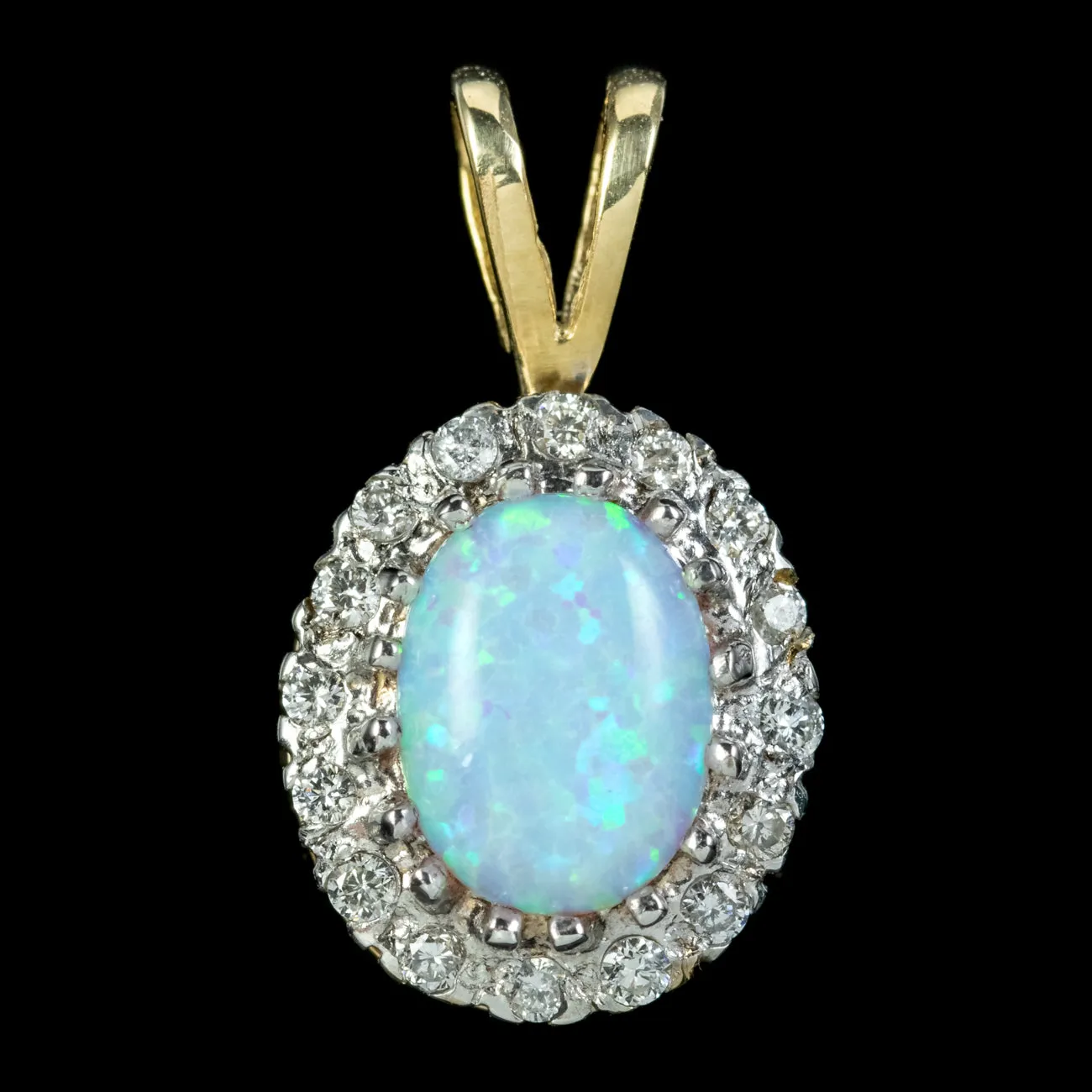 Victorian Style Opal Diamond Pendant 9ct Gold 1.50Ct Opal