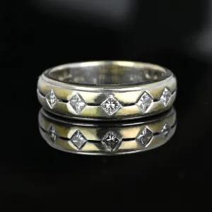 Vintage .65 CTW Princess Diamond Two Tone Band Ring