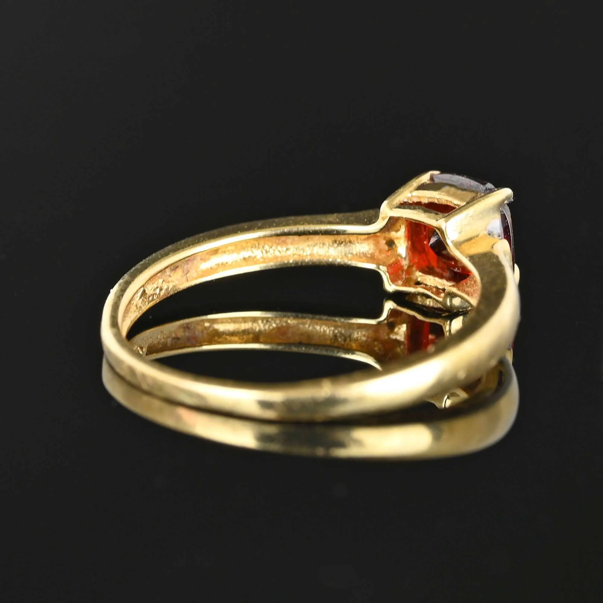 Vintage Diamond Cushion Cut Garnet Ring in Gold