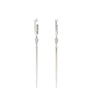 White Gold Satin Diamond Drop Earrings (I7743)