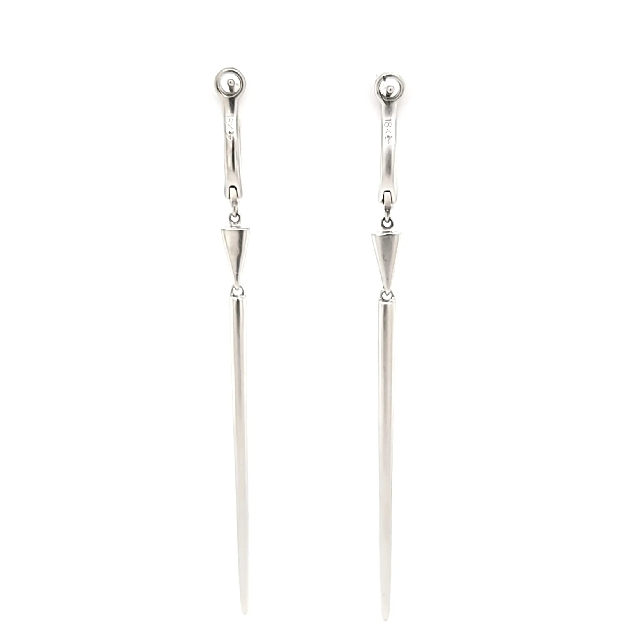 White Gold Satin Diamond Drop Earrings (I7743)