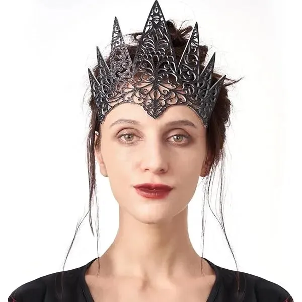 Women Black Queen Crown Head Piece Accessory for Halloween Dress up