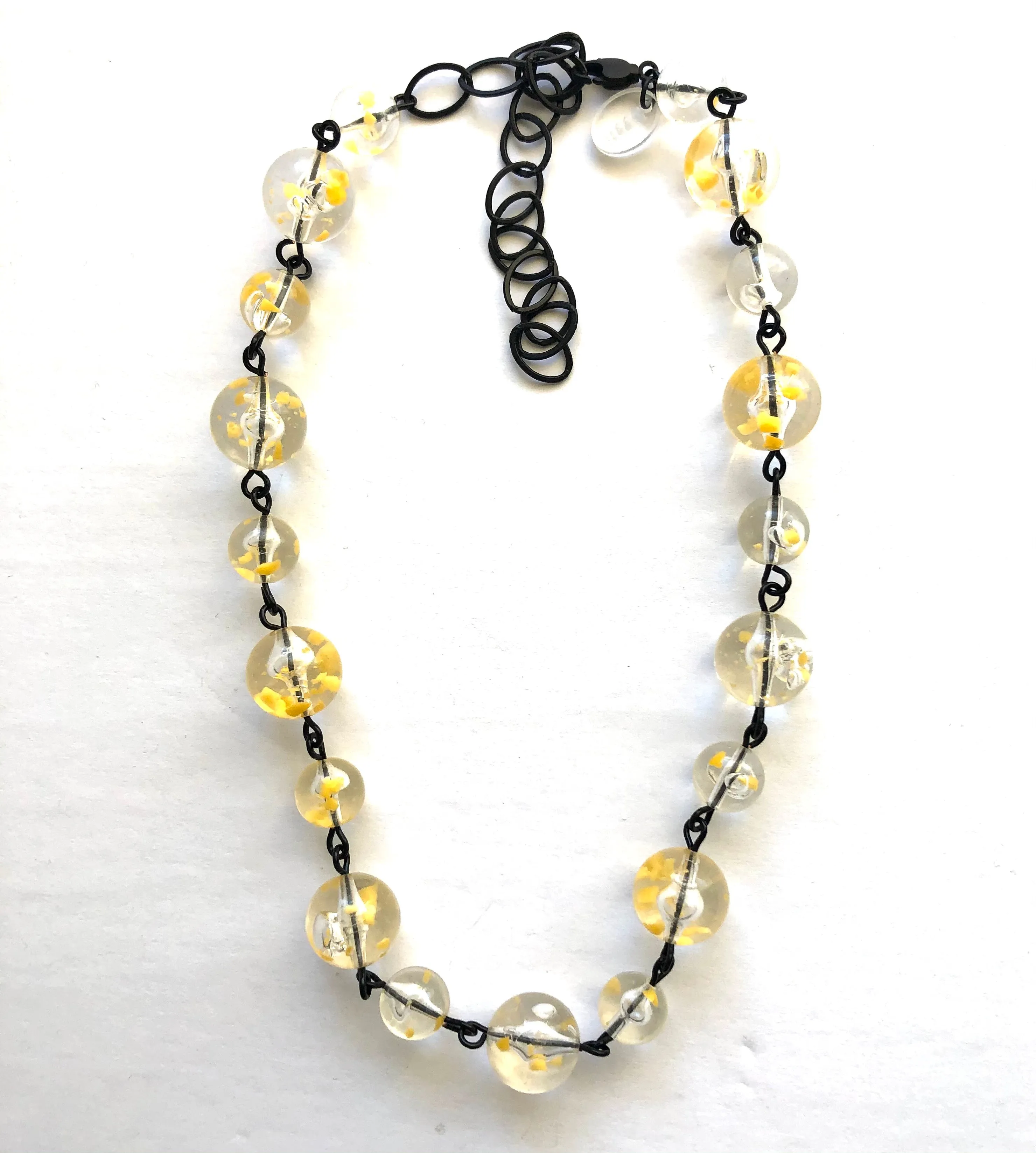 Yellow & Clear Snowglobe Beaded Amelia Necklace *