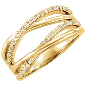 Yellow Gold Criss Cross Diamond Ring