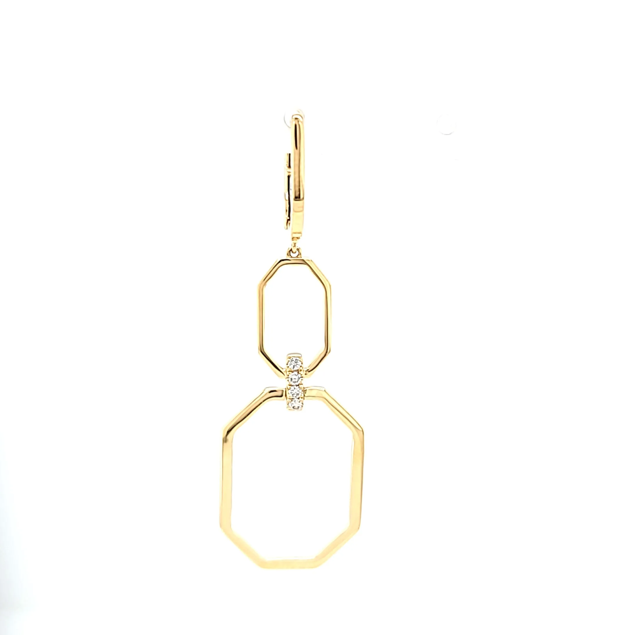 Yellow Gold Octagon Dangle Earrings (I7686)